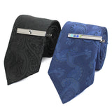 Peluche Paisley Black & Blue 13 Pcs Uber Luxury Gift Box (2 Neckties, 2 Tiepins, 2 Brooches, 1 Lapel Pin, 4 Pocket Squares, 1 Pair of Cufflinks, 1 Pair of Collar Stays)