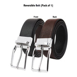 Peluche Dual Mode Black & Brown Genuine Shrunken Leather Reversible Belt For Men (Waist Size: 28)