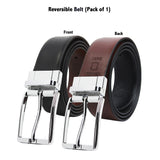 Peluche Dual Fit Black & Brown Genuine Damasche Leather Reversible Belt For Men (Waist Size: 28)