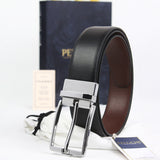 Peluche Dual Fit Black & Brown Genuine Damasche Leather Reversible Belt For Men (Waist Size: 28)